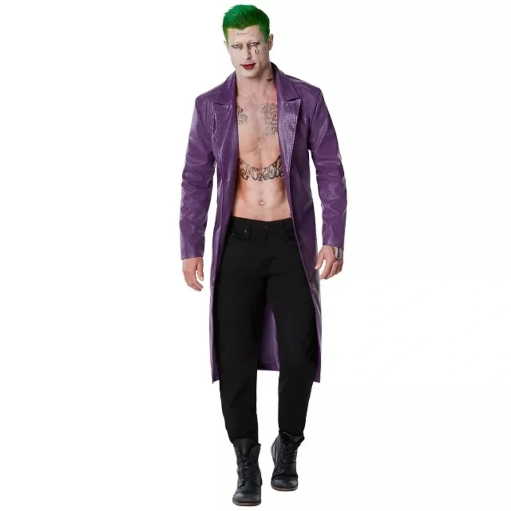Adult Joker Jacket -‎ Suicide Squad purple vegan leather trench steampunk  S